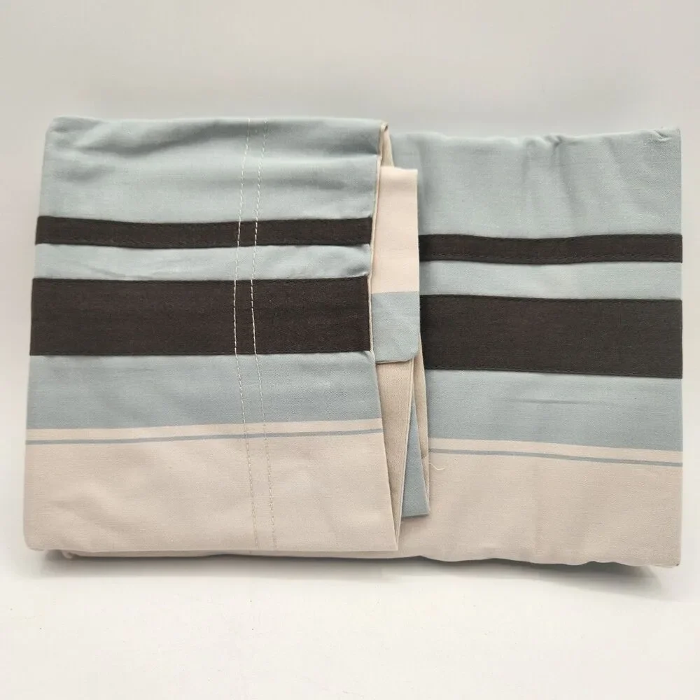 Nautica West End One Standard Pillow Sham 20 x 26 Cotton Teal Brown Tan Stripes